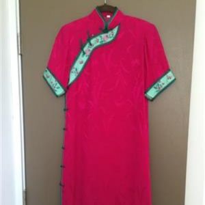Embroidered Fuchsia 100% Silk Chinese Dress * S
